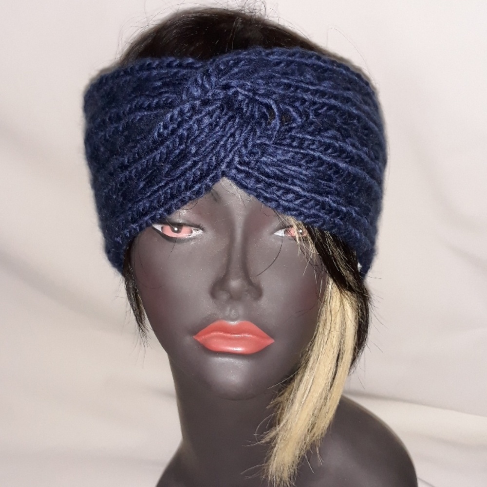 Twisted Navy Knitted headband